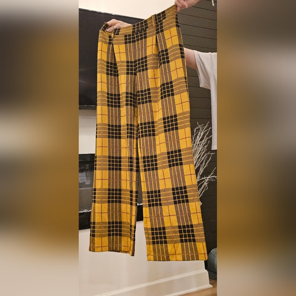 Yellow and Black Plaid Men's Pants